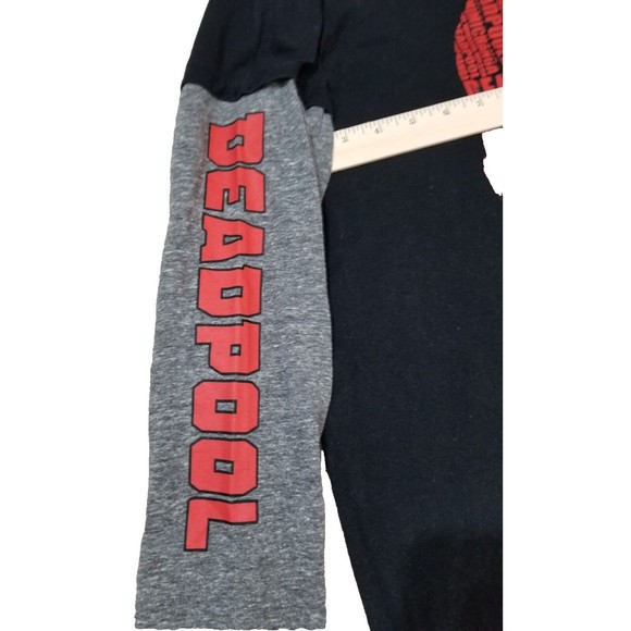 Marvel Deadpool Long Sleeve T-Shirt Tee Black Gray Red Size XL Graphics Unisex - Picture 6 of 10